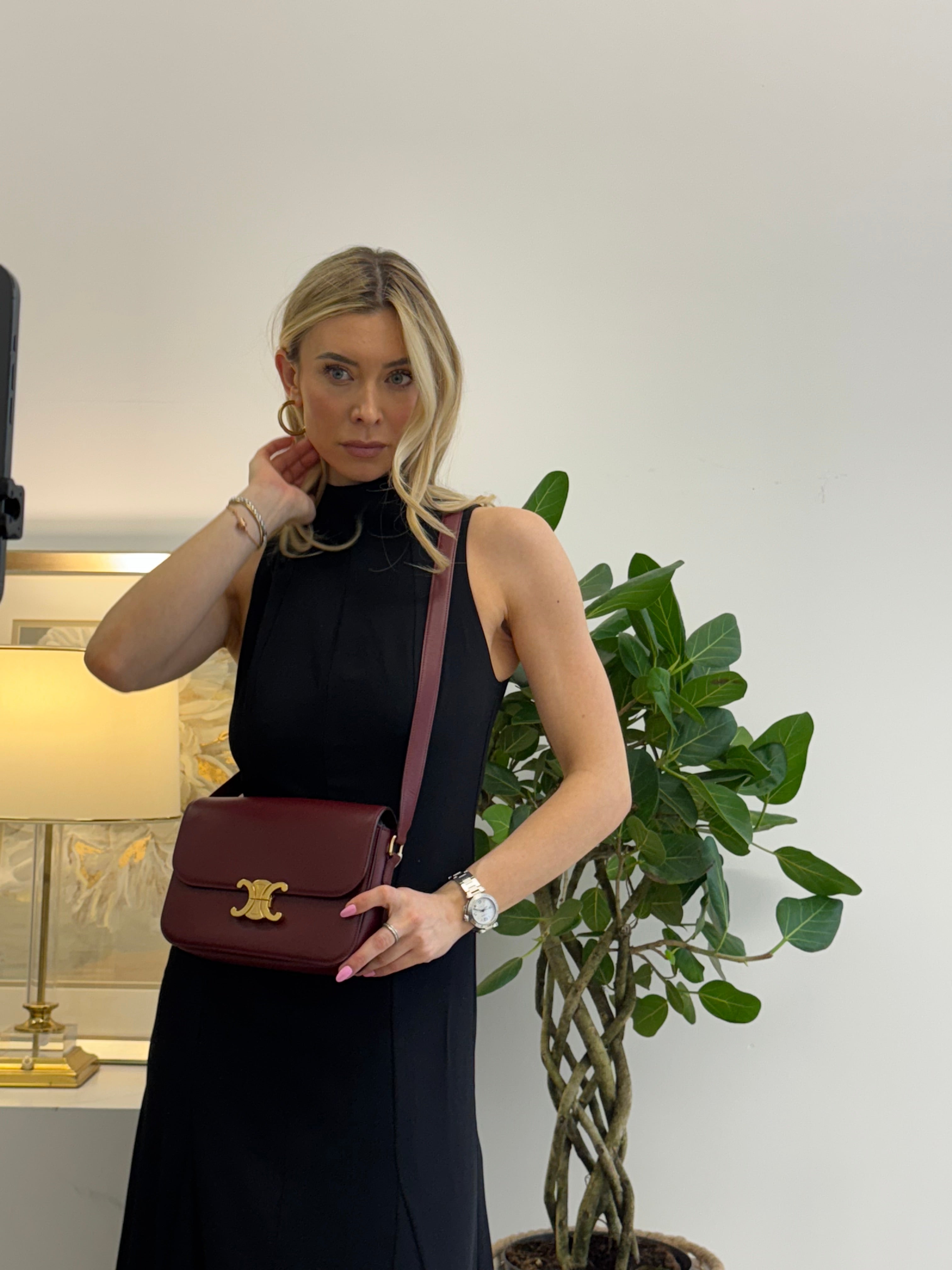 Celine Burgundy Triomphe Crossbody Small Calfskin 2019