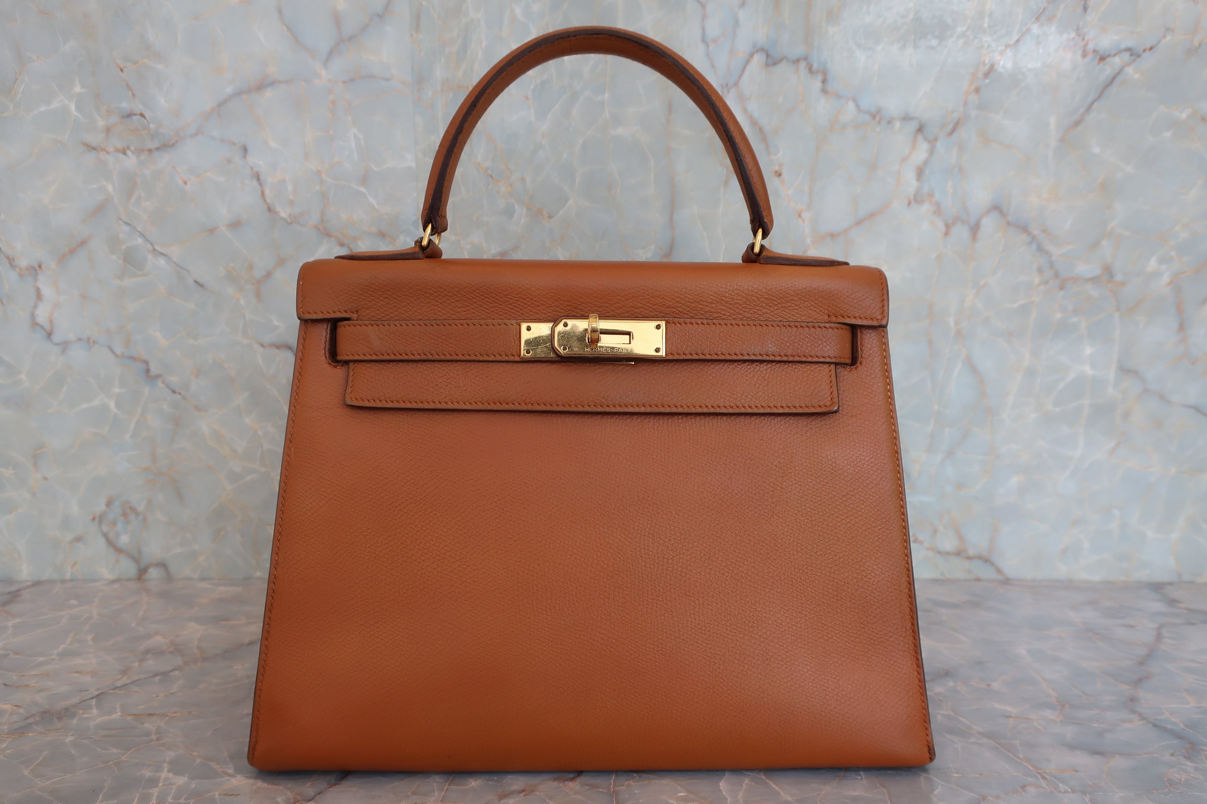 HERMES／エルメス ケリー28 クシュベル ブラウン 〇L刻印 ハンドバッグ 800050050
