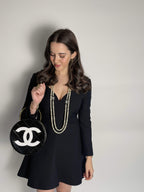 Chanel 1995 Black Round Vanity Case