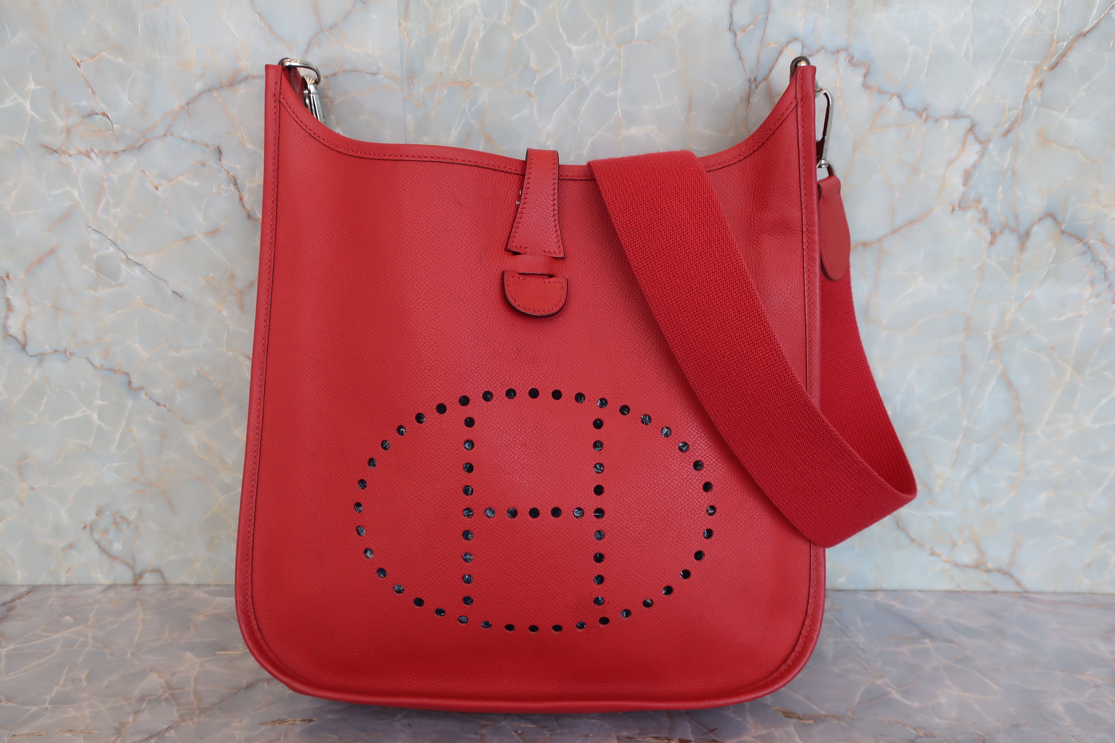 HERMES／エルメス エブリン2ＰＭ ヴォーエプソン ルージュガランス □I刻印 ショルダーバッグ 800050051