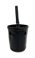 Hermes Vintage Black Box Calf Leather Mangeoire Bucket Bag