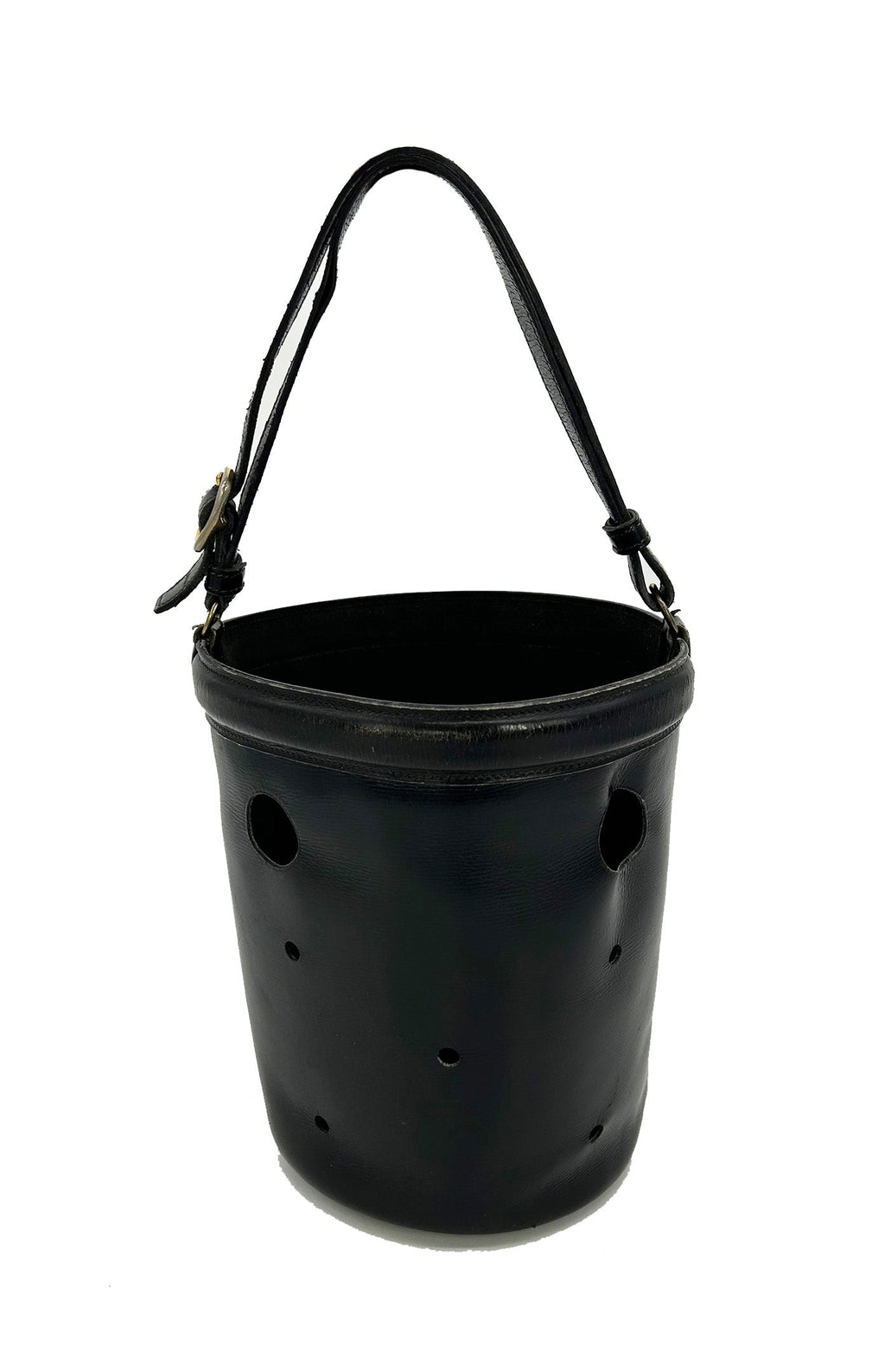 Hermes Vintage Black Box Calf Leather Mangeoire Bucket Bag