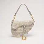 Dior Saddle Medium Canvas White / Grey