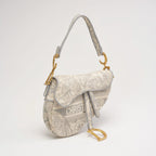 Dior Saddle Medium Canvas White / Grey