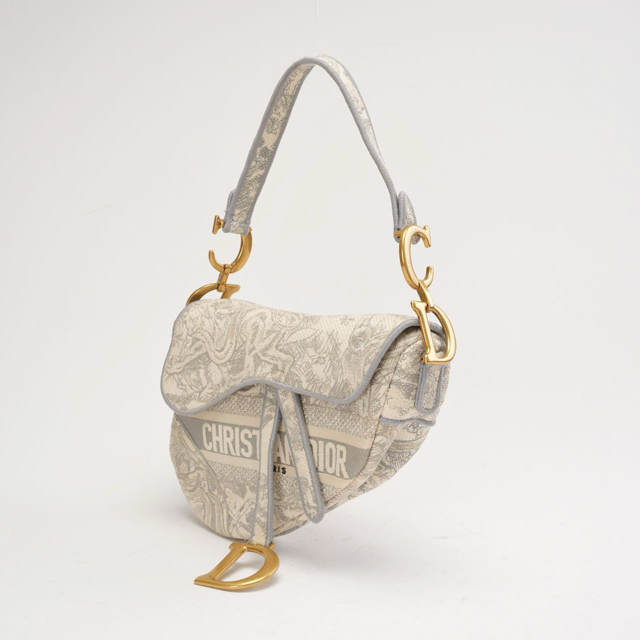 Dior Saddle Medium Canvas White / Grey