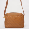 Chanel Vintage Caramel Caviar Diagonal Crossbody Bag