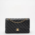 Chanel Black Double Flap Bag Medium Lambskin