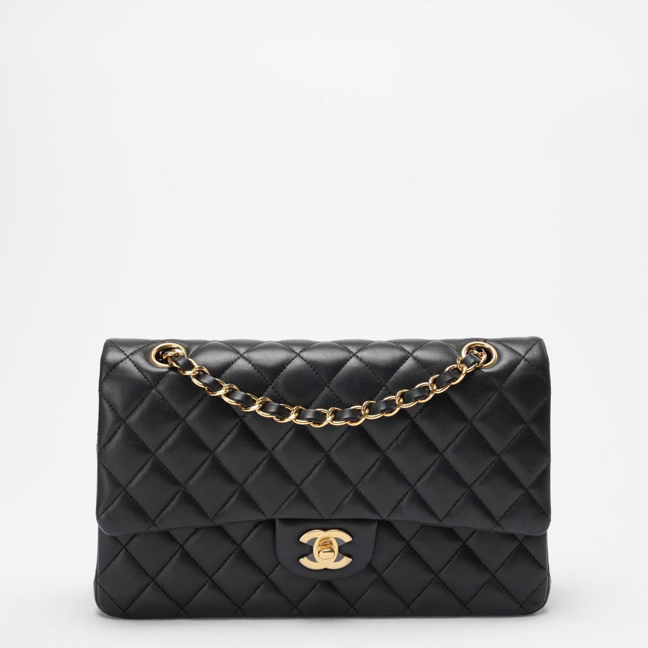 Chanel Black Double Flap Bag Medium Lambskin