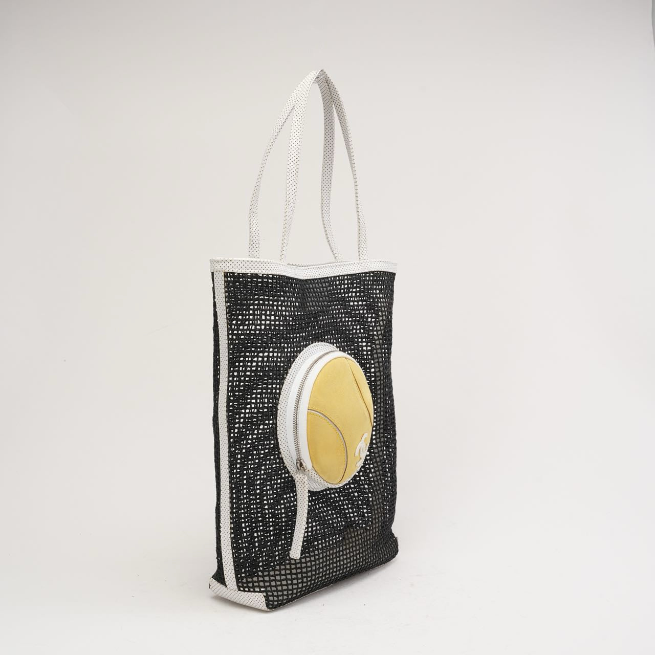 Chanel Vintage Tennis Shopper Tote Bag Black / White 2004