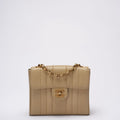 Chanel Vintage Beige Single Flap Bag Caviar Leather
