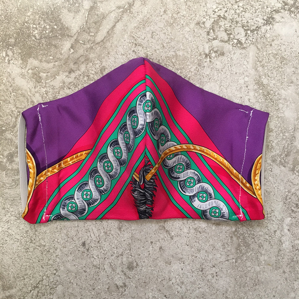 Hermes Vintage Handmade Bride de Cour Silk Scarf Face Mask