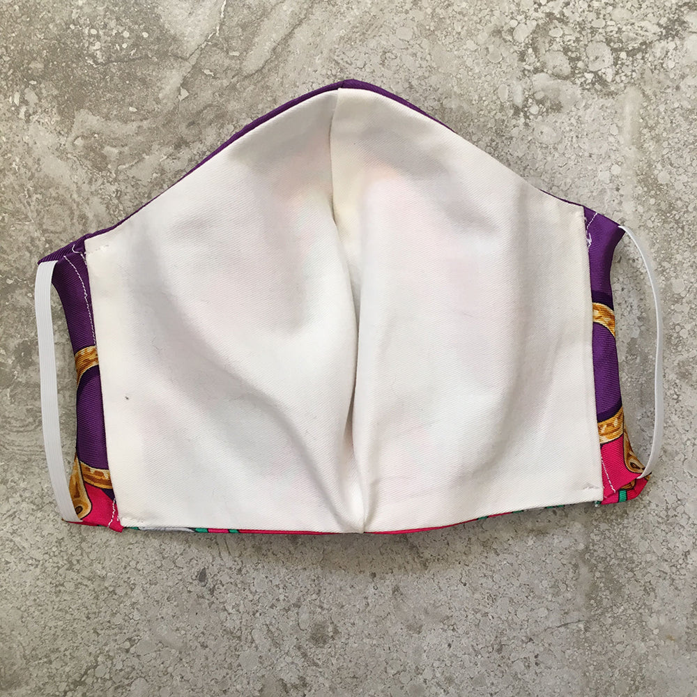 Hermes Vintage Handmade Bride de Cour Silk Scarf Face Mask