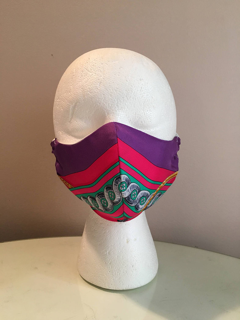 Hermes Vintage Handmade Bride de Cour Silk Scarf Face Mask