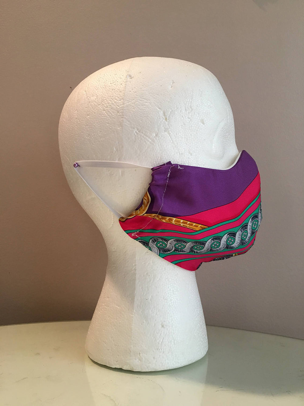 Hermes Vintage Handmade Bride de Cour Silk Scarf Face Mask