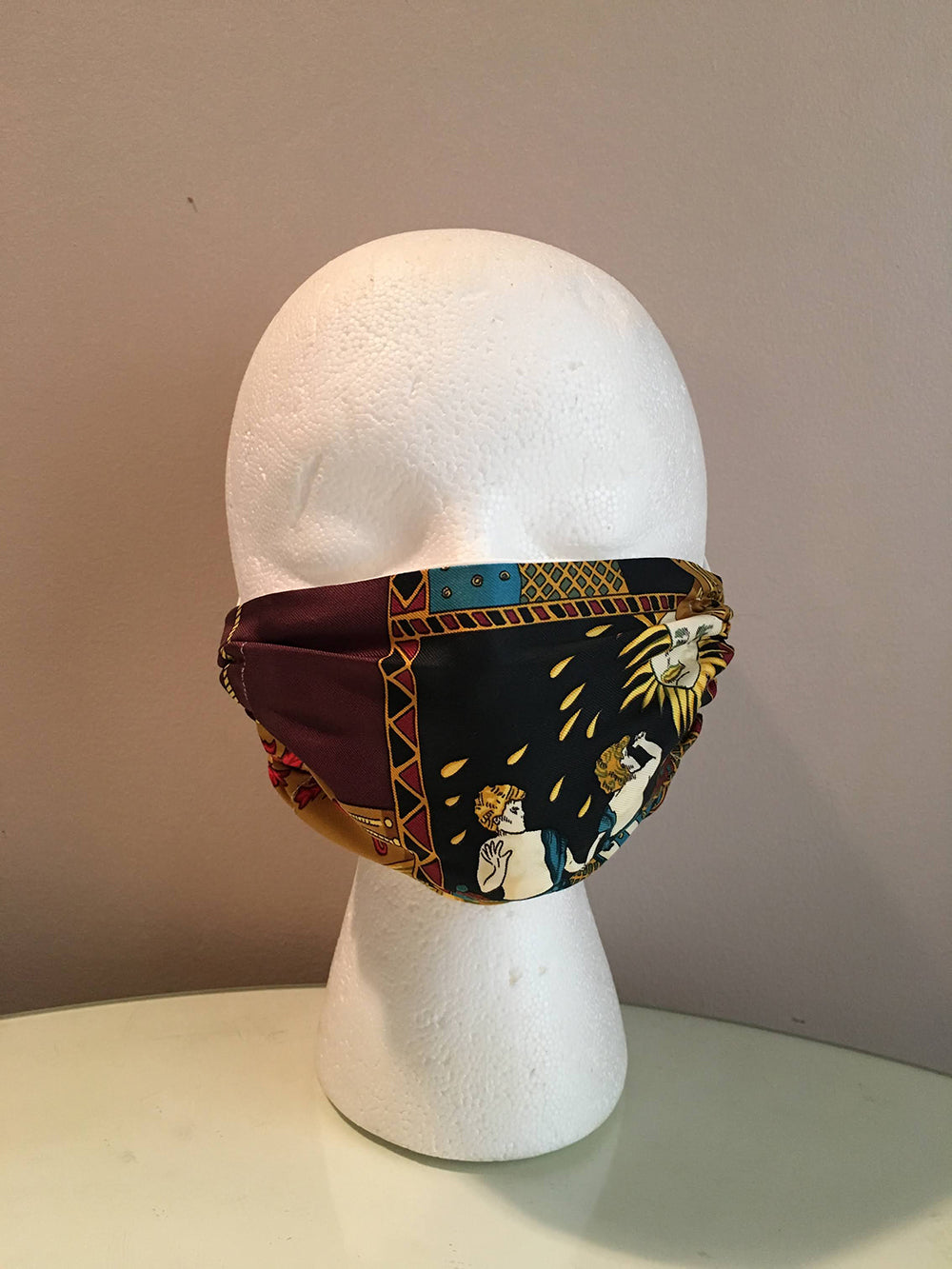 Hermes Handmade Le Tarot Silk Scarf Face Mask