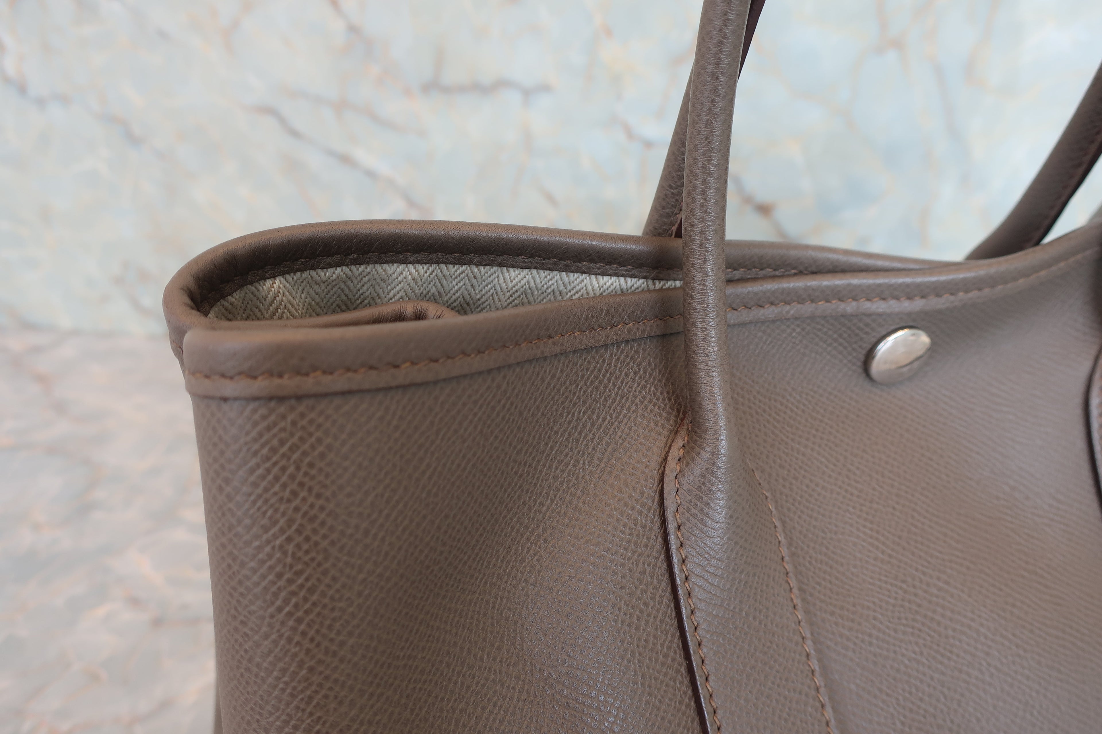 HERMES／エルメス ガーデンパーティTPM ヴォーエプソン エタン A刻印 トートバッグ 800050099