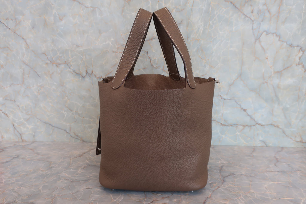 HERMES／エルメス ピコタンロックＭＭ トリヨンクレマンス エトゥープ D刻印 ハンドバッグ 800030084