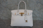 HERMES／エルメス バーキン30 トリヨンクレマンス ホワイト □L刻印 ハンドバッグ 800020098