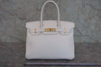 HERMES／エルメス バーキン30 トリヨンクレマンス ホワイト □L刻印 ハンドバッグ 800020098
