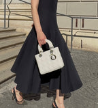 Christian Dior Small Lady Dior Bag in White Cannage Lambskin Leather with Gold Hardware