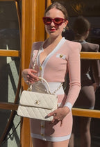 Chanel White Trendy CC Bag In Lambskin Leather With Top Handle In Small Size