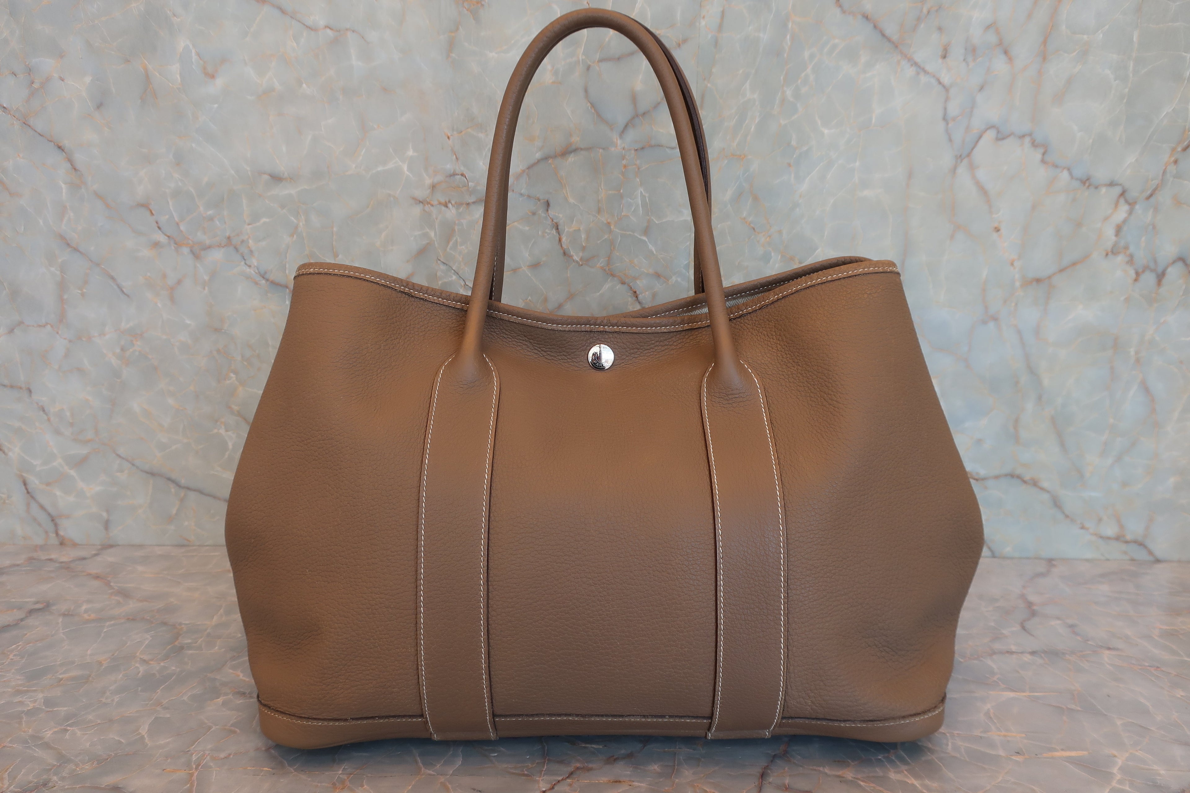 HERMES／エルメス ガーデンパーティPM ネゴンダ エトゥープ □L刻印 トートバッグ 800030158