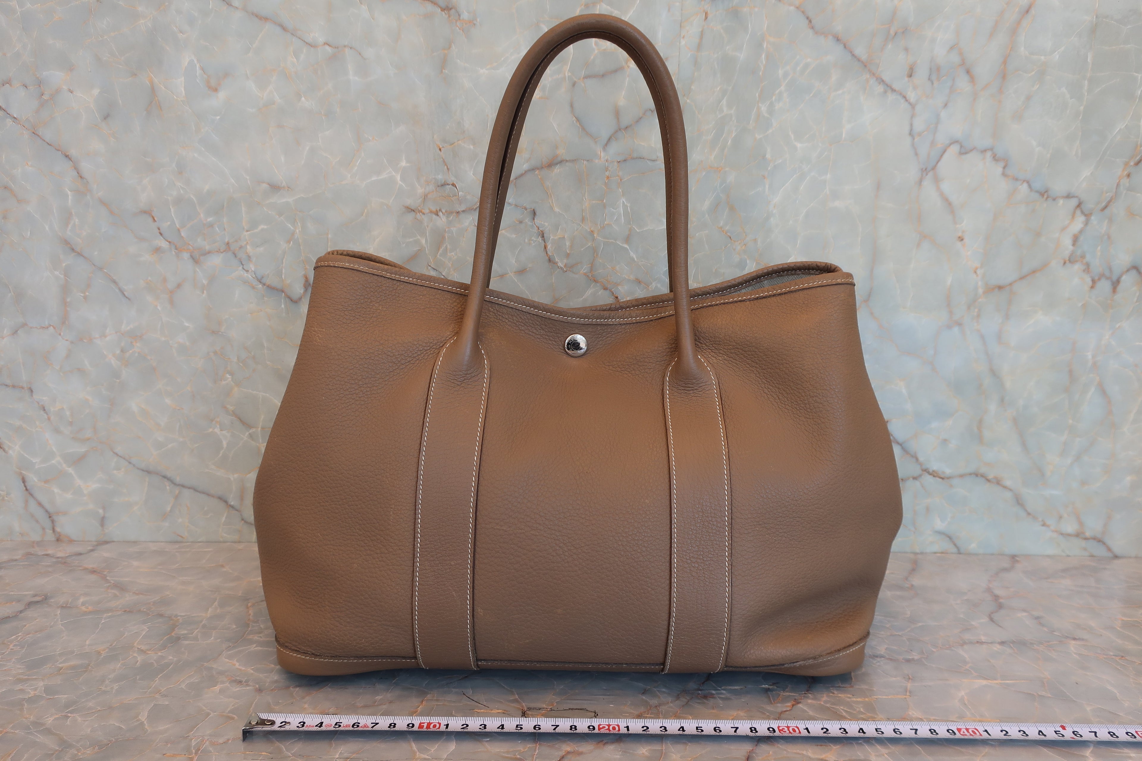 HERMES／エルメス ガーデンパーティPM ネゴンダ エトゥープ □L刻印 トートバッグ 800030158