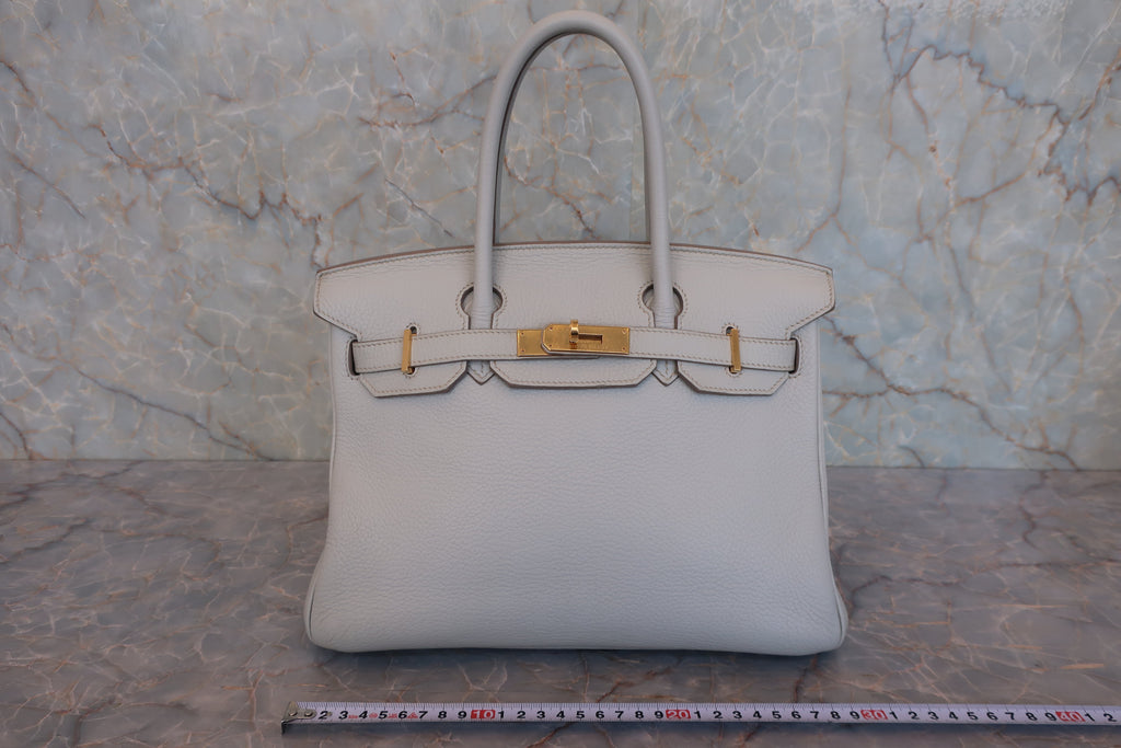 HERMES／エルメス バーキン30 トリヨンクレマンス パールグレー □O刻印 ハンドバッグ 800010226