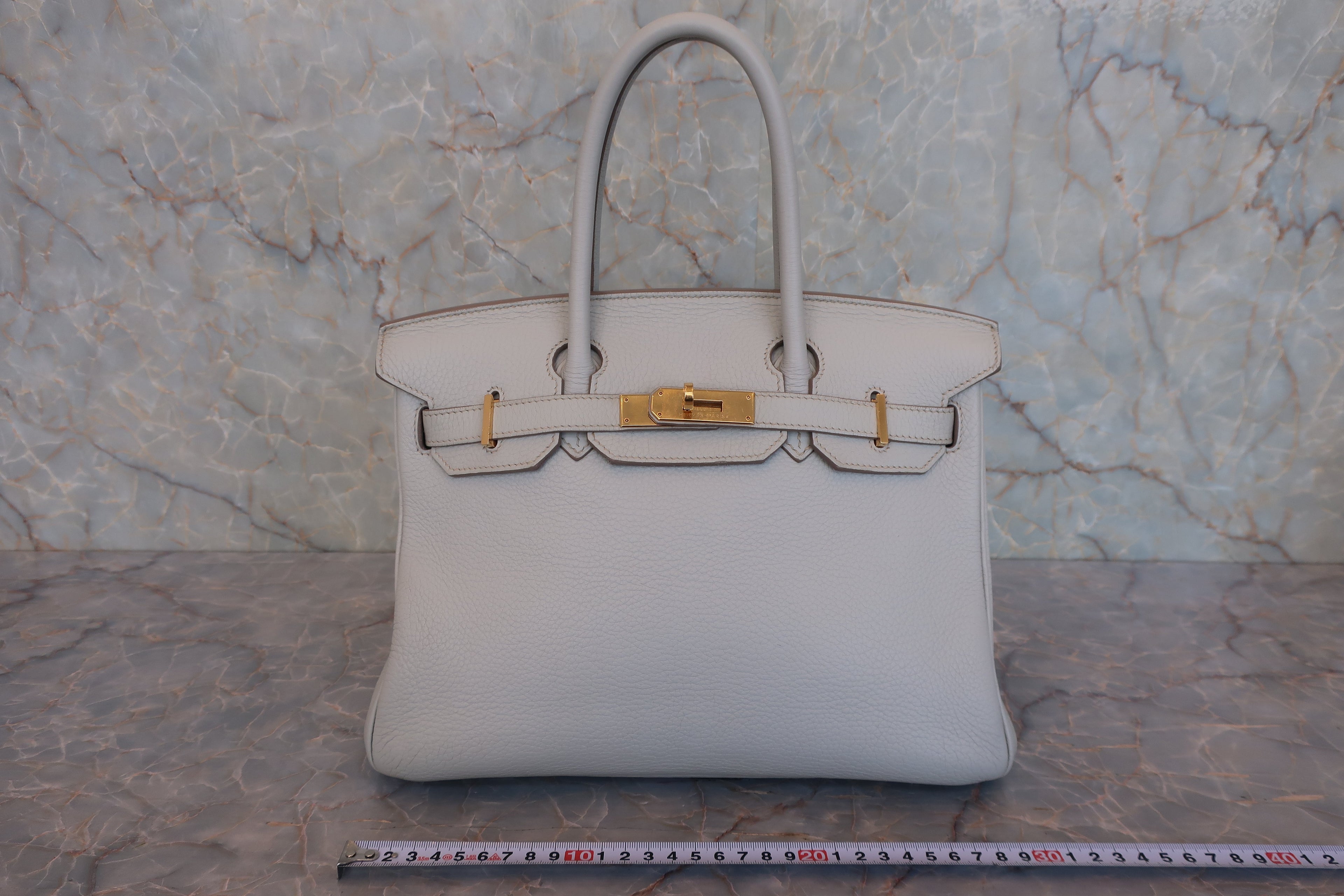 HERMES／エルメス バーキン30 トリヨンクレマンス パールグレー □O刻印 ハンドバッグ 800010226
