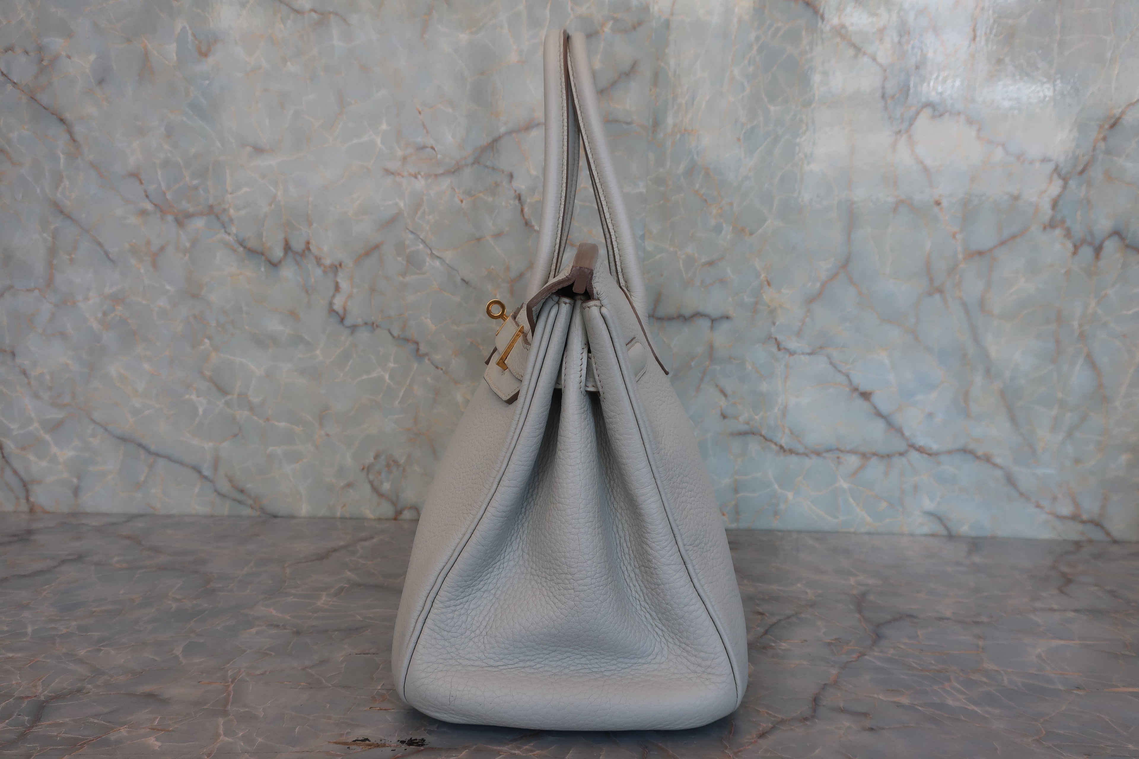 HERMES／エルメス バーキン30 トリヨンクレマンス パールグレー □O刻印 ハンドバッグ 800010226