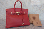 HERMES／エルメス バーキン35 アルデンヌルージュヴィフ □B刻印 ハンドバッグ 800020153