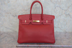 HERMES／エルメス バーキン35 アルデンヌルージュヴィフ □B刻印 ハンドバッグ 800020153