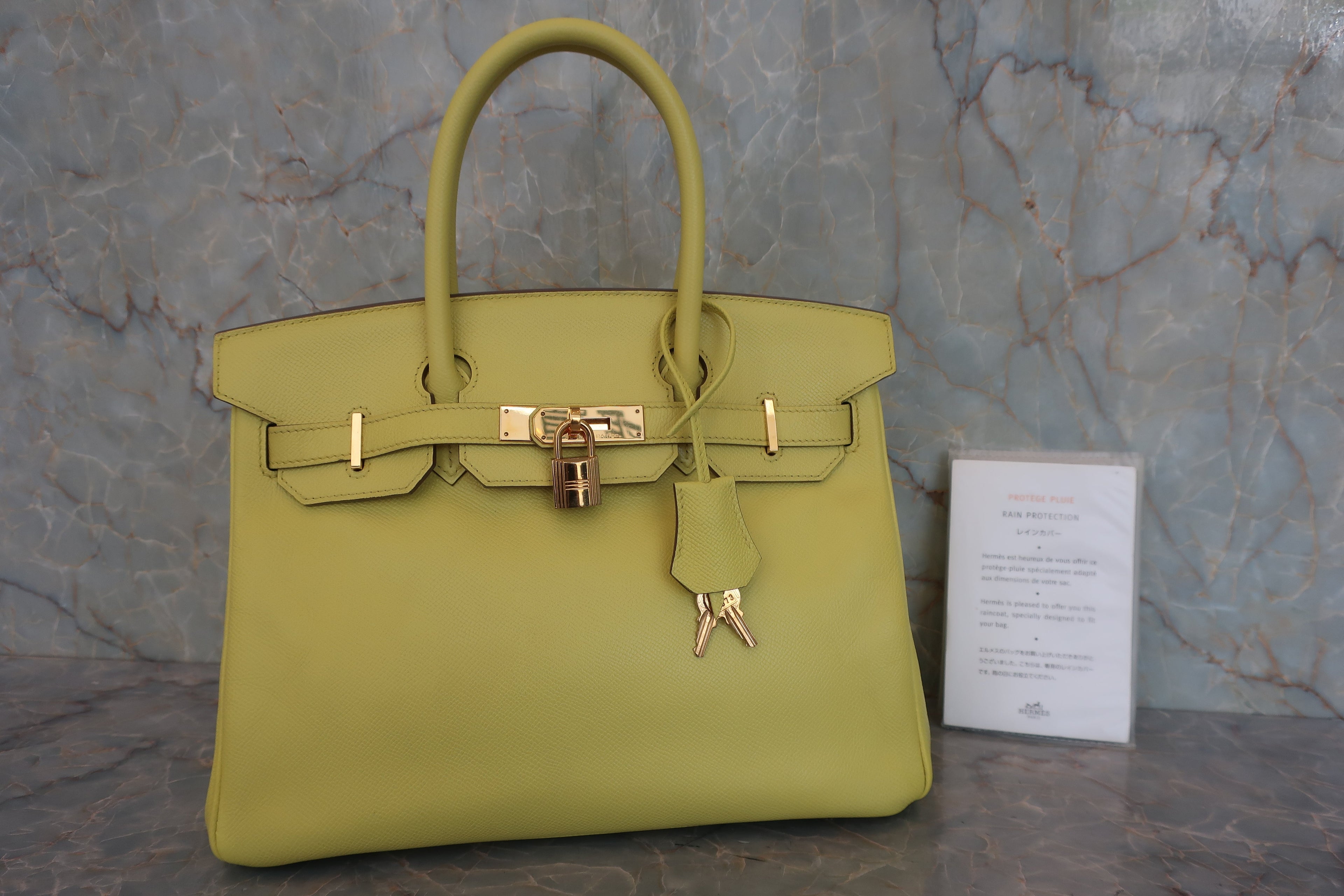 HERMES／エルメス バーキン30 ヴォーエプソン ライム ハンドバッグ 800050116