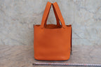 HERMES／エルメス ピコタンロックＭＭ トリヨンクレマンス オレンジ □O刻印 ハンドバッグ 600120186