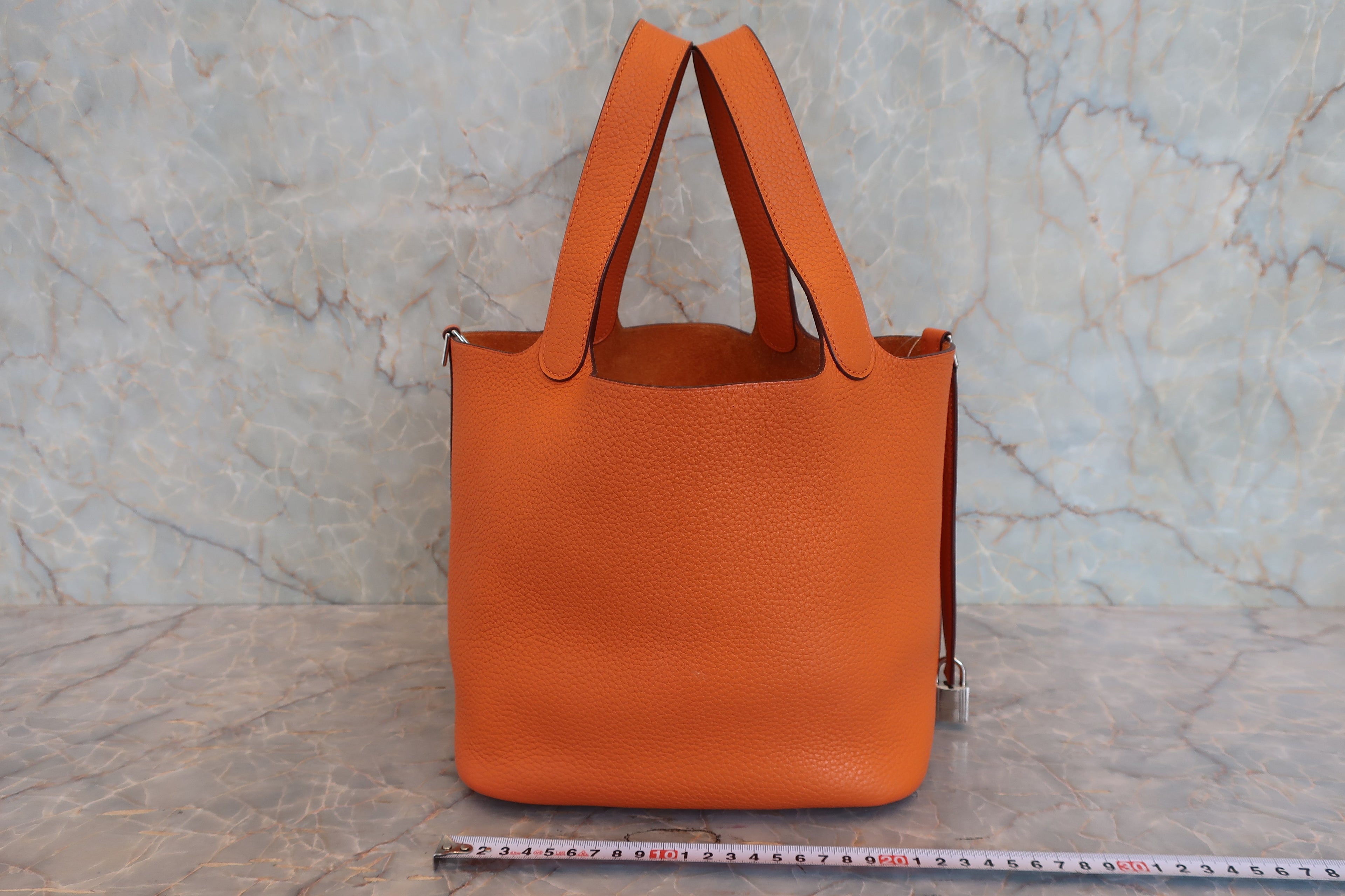 HERMES／エルメス ピコタンロックＭＭ トリヨンクレマンス オレンジ □O刻印 ハンドバッグ 600120186