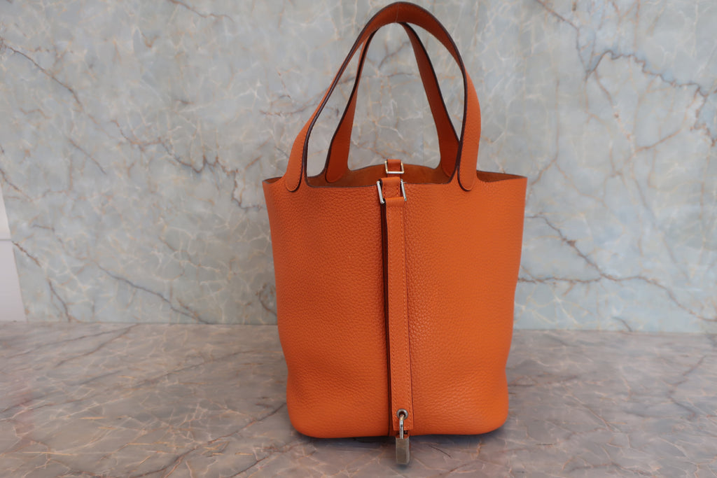 HERMES／エルメス ピコタンロックＭＭ トリヨンクレマンス オレンジ □O刻印 ハンドバッグ 600120186