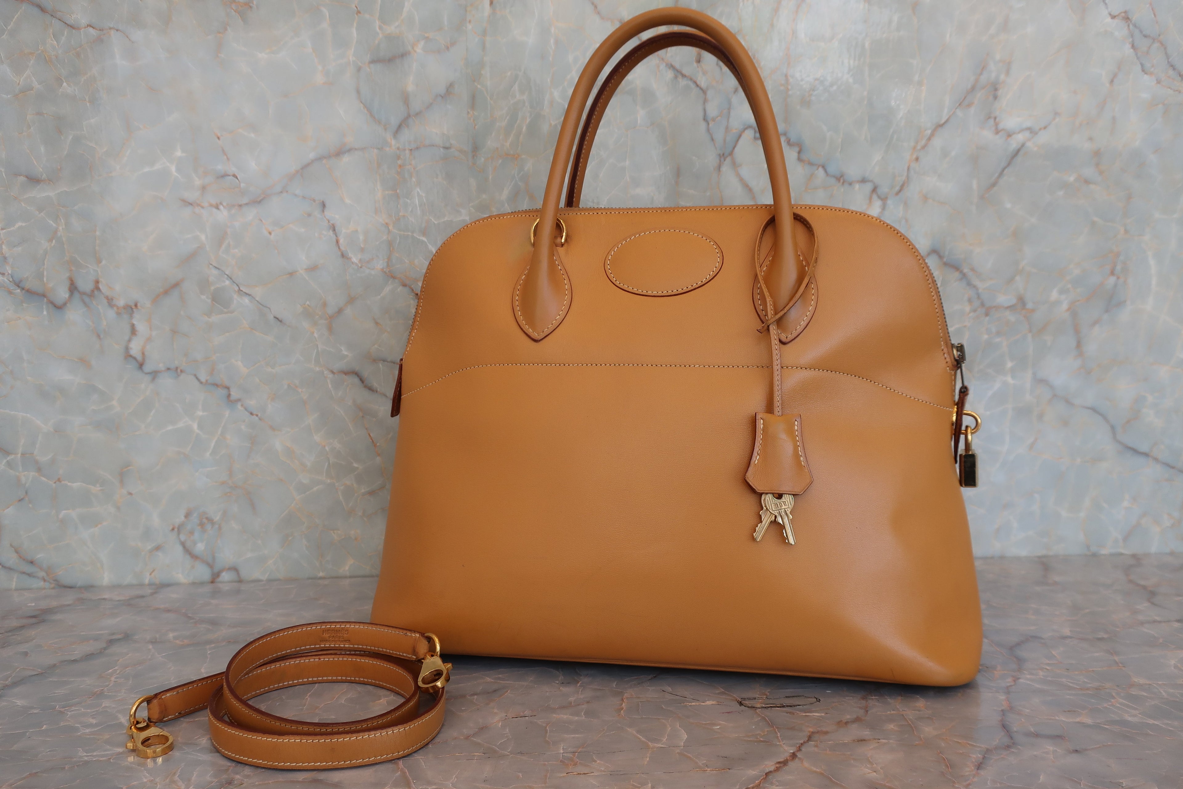 HERMES／エルメス ボリード35 ボックスカーフ ナチュラルサブレ 〇X刻印 ショルダーバッグ 800050068