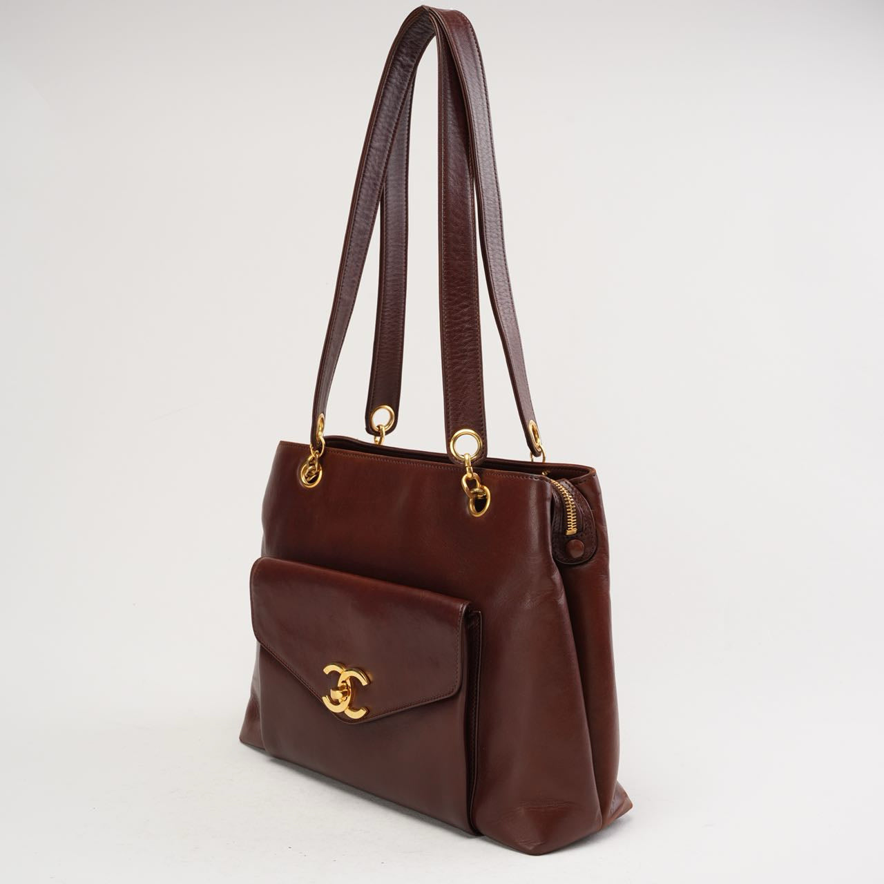 Chanel Vintage Timeless Tote Burgundy Red 1994