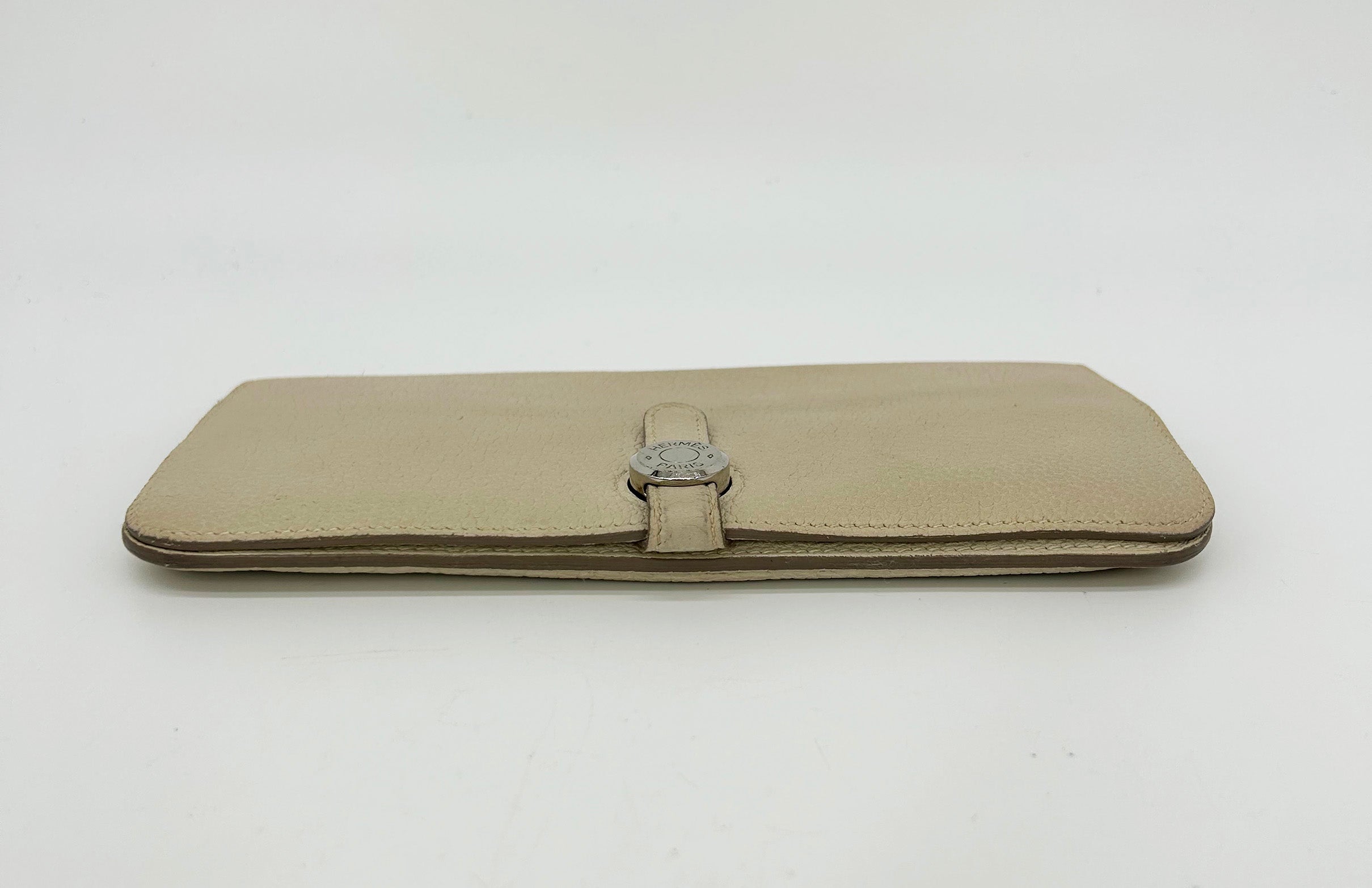 Hermes Dogon Beige Clemence Leather Bi Fold Wallet