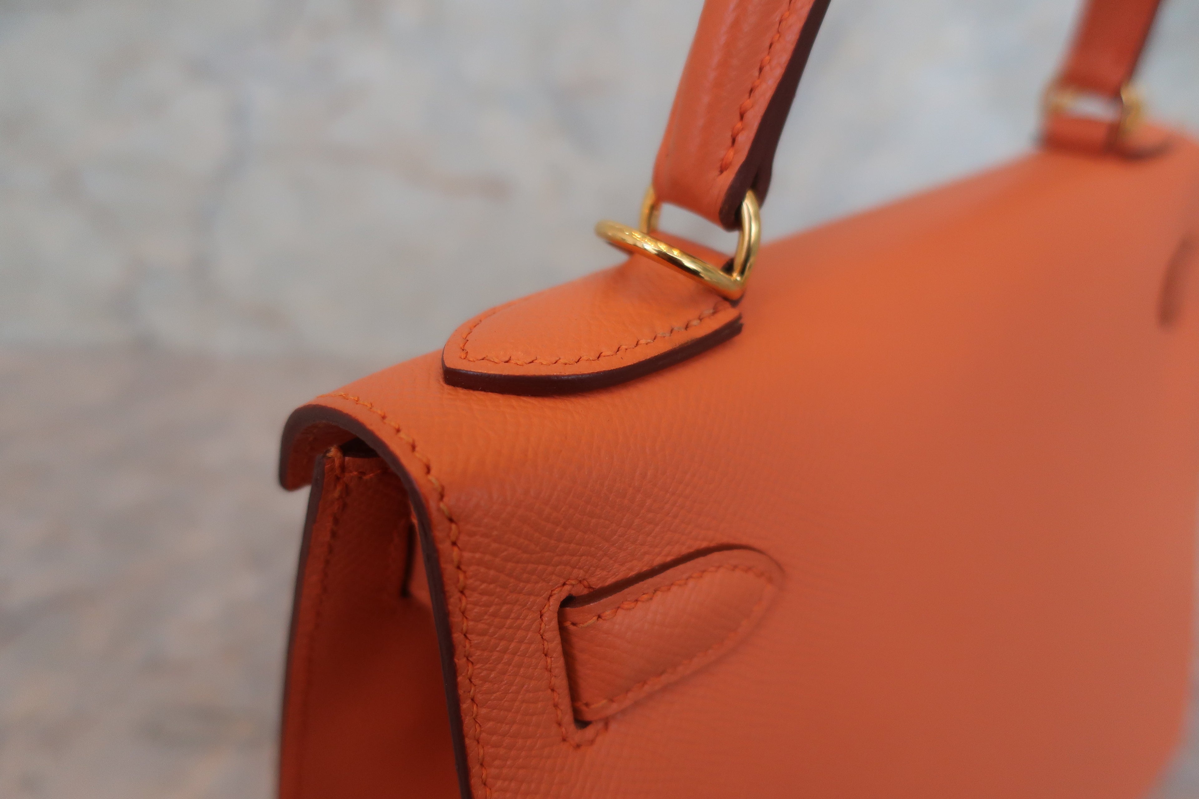 HERMES／エルメス ケリー28 ヴォーエプソン マンゴー □P刻印 ショルダーバッグ 700120070