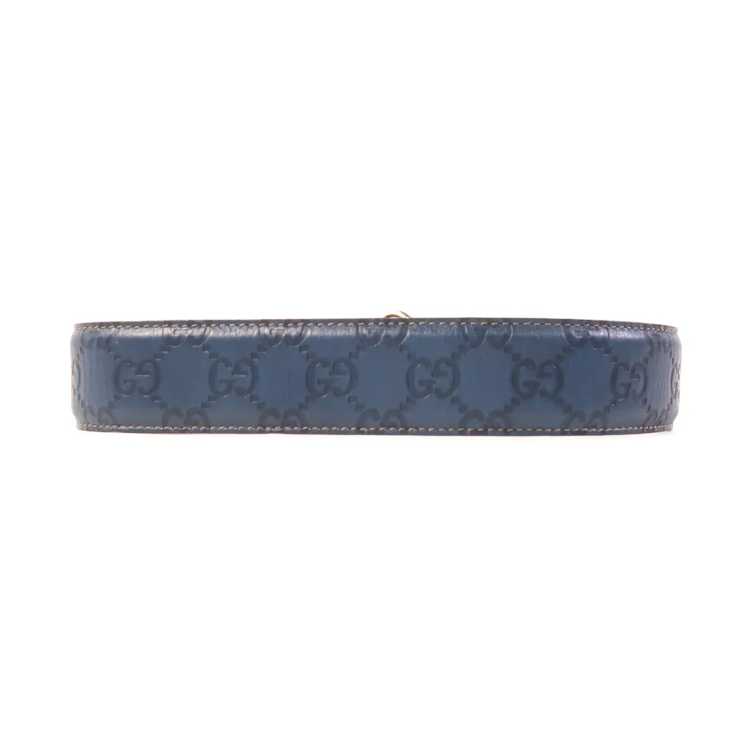 Gucci Embossed Double G Blue Leather Belt