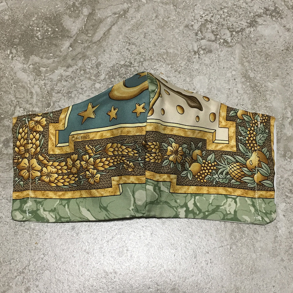 Handmade Vintage Hermes Carpe Diem Silk Scarf Masque