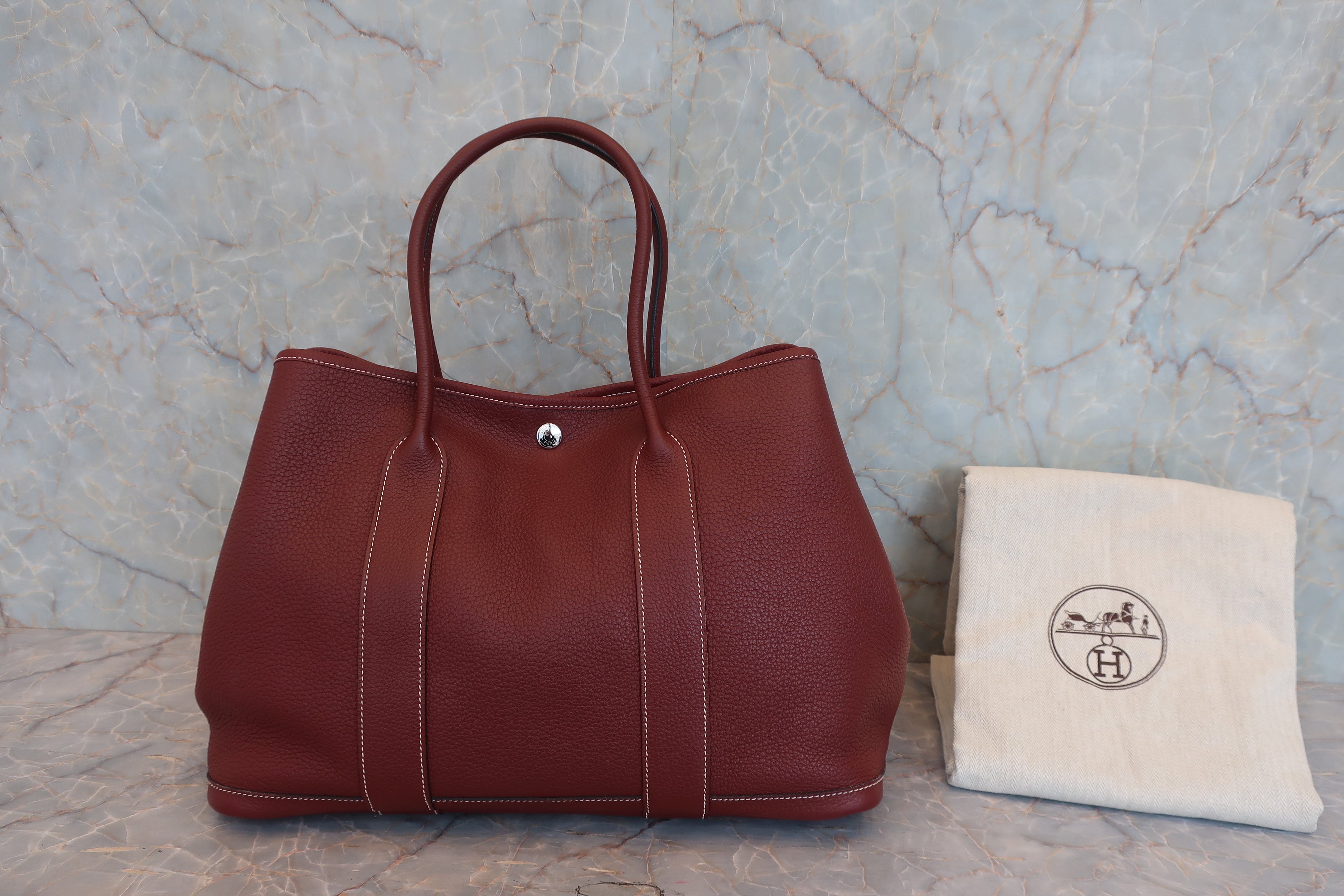 HERMES／エルメス ガーデンパーティPM ネゴンダ ルージュアッシュ □O刻印 トートバッグ 800010084