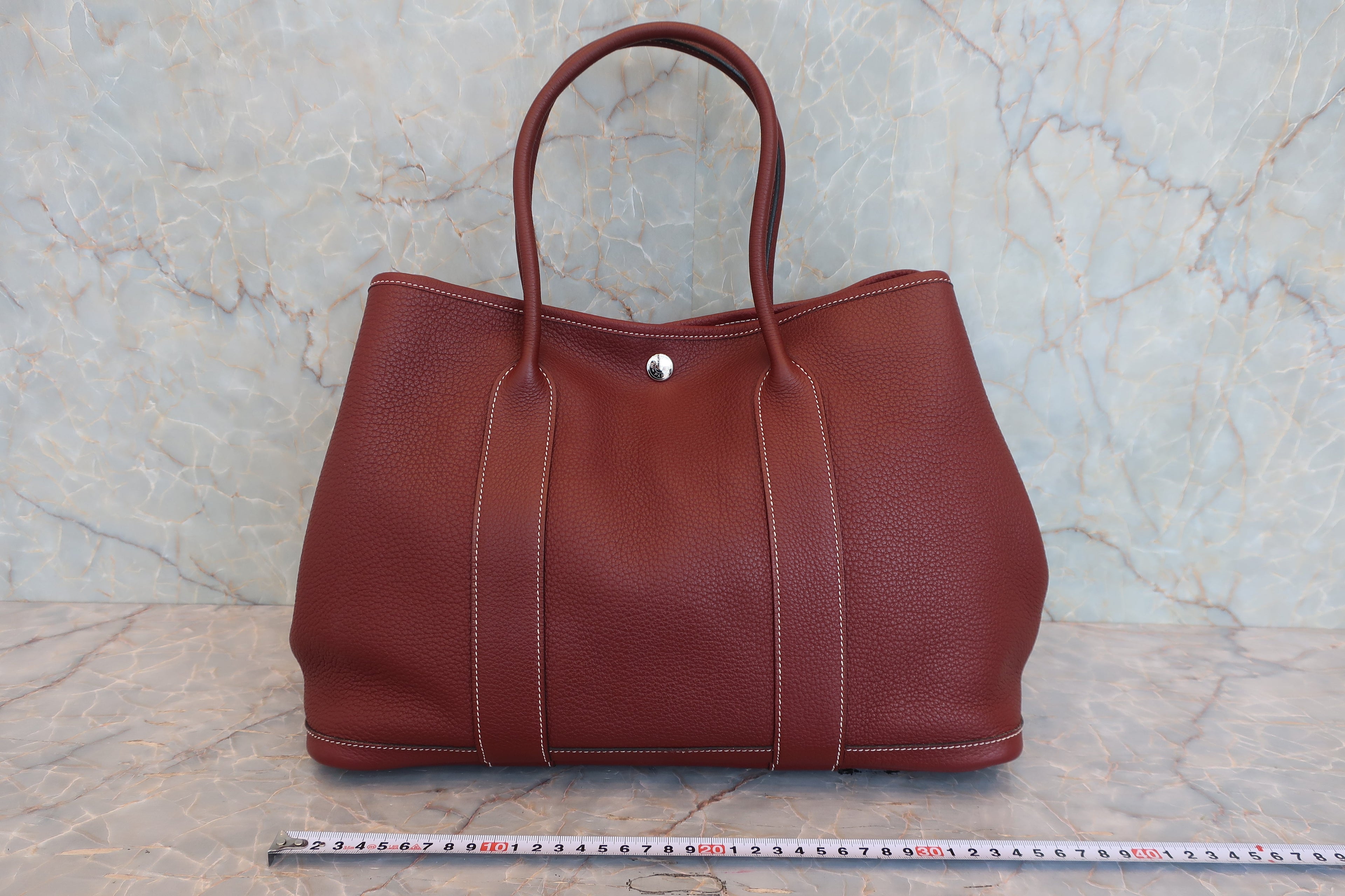 HERMES／エルメス ガーデンパーティPM ネゴンダ ルージュアッシュ □O刻印 トートバッグ 800010084