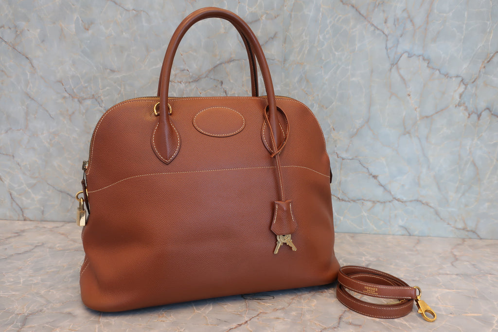HERMES／エルメス ボリード35 クシュベル ゴールド 〇X刻印 ショルダーバッグ 800020232