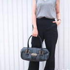Fendi Logo Leather Hand Bag Shoulder Bag Black 8BN116