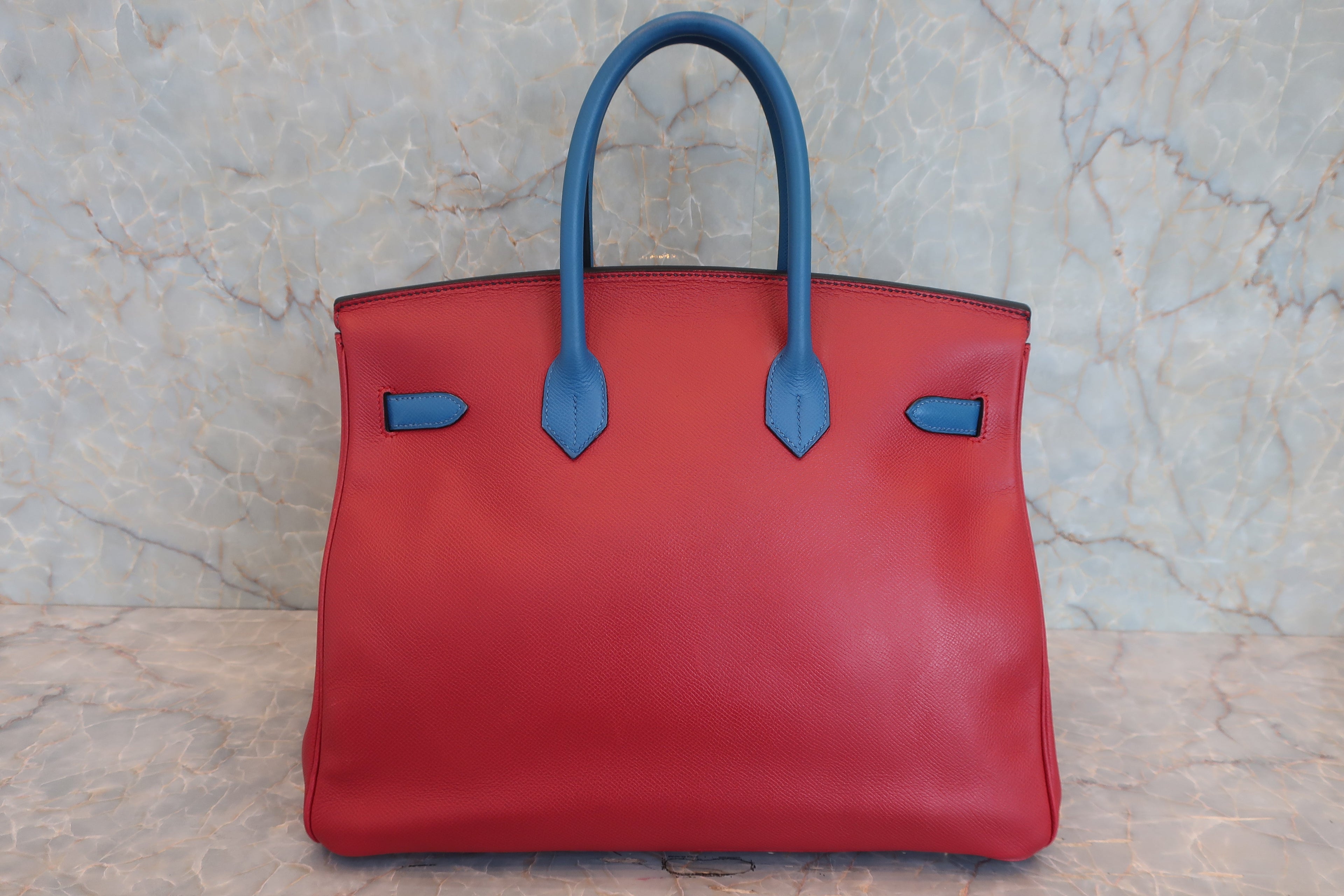 HERMES／エルメス バーキン35 トリコロール クシュベル ルージュヴィフ/ブルー/ネイビー □A刻印 ハンドバッグ 800020219