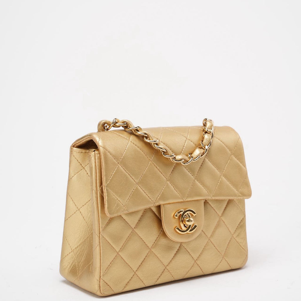 Chanel Golden Vintage Mini Flap Square Bag 2000s