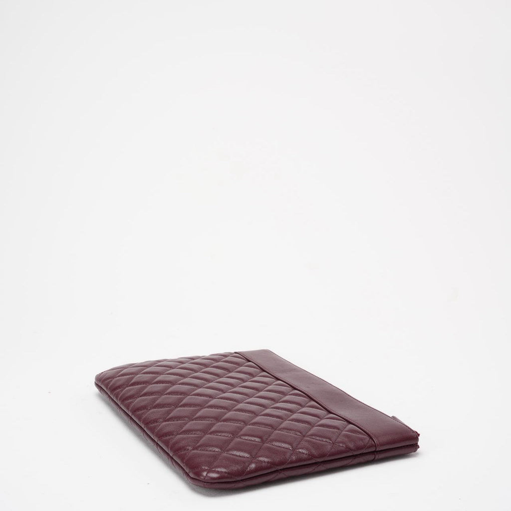 Chanel Burgundy Lambskin Leather Clutch 2016-2017