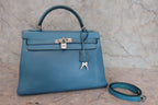 HERMES／エルメス ケリー32 トリヨンクレマンス ブルージーン □H刻印 ショルダーバッグ 800030032